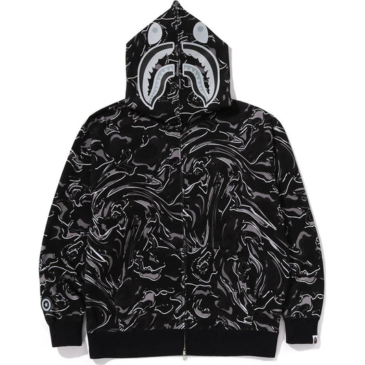 MARBLING CAMO SHARK RELAXED FIT FULL ZIP HOODIE