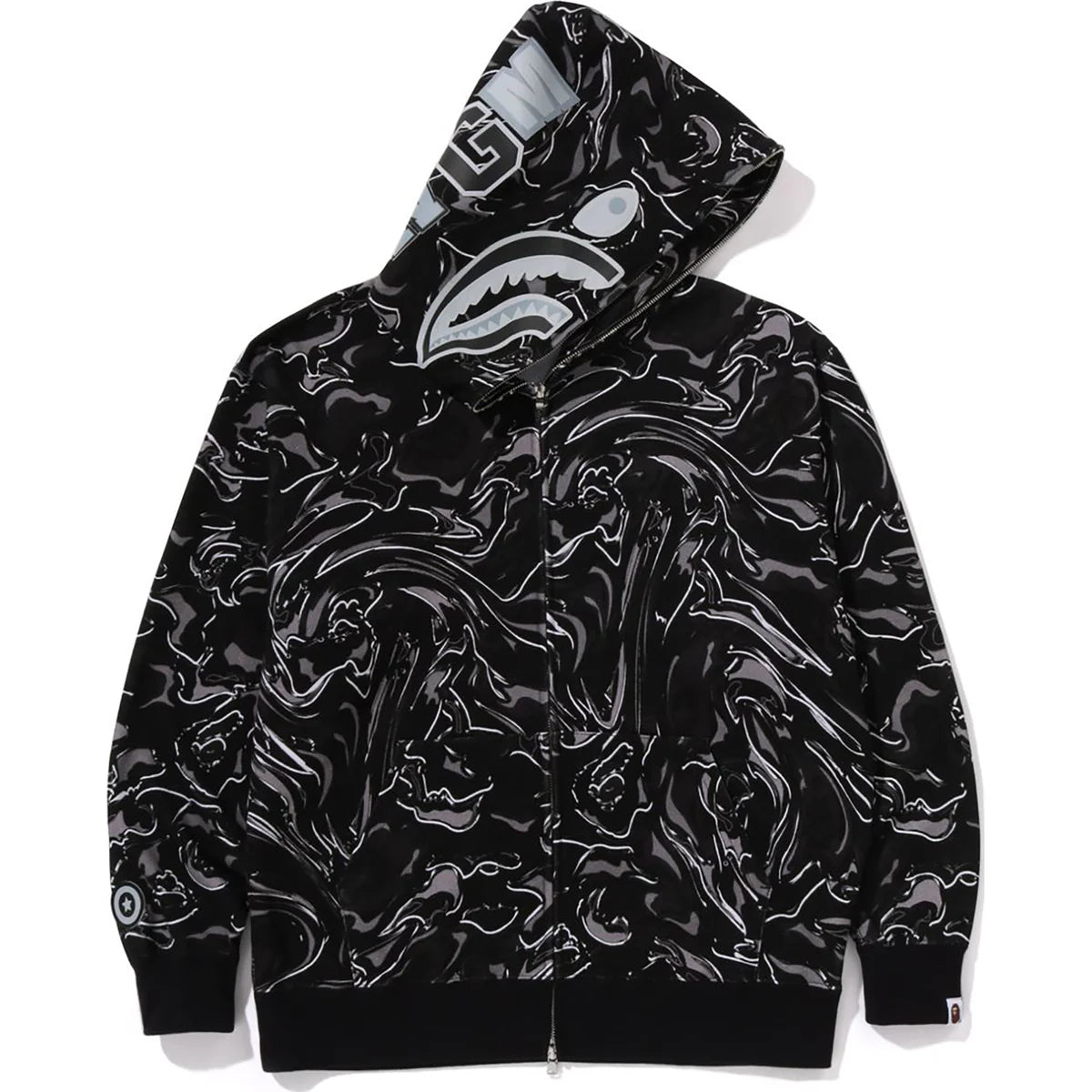 MARBLING CAMO SHARK RELAXED FIT FULL ZIP HOODIE