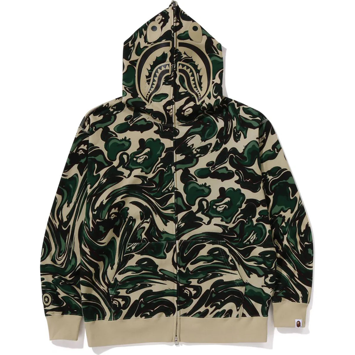 MARBLING CAMO SHARK RELAXED FIT FULL ZIP HOODIE